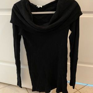 Cow neck long sleeve waffle-style soft fabric